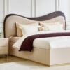 Sereno Luxe Upholstered Bed With Curved Wooden Backrest Sereno Luxe Upholstered Bed With Curved Wooden Backrest