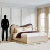 Sereno Luxe Upholstered Bed With Curved Wooden Backrest Sereno Luxe Upholstered Bed With Curved Wooden Backrest