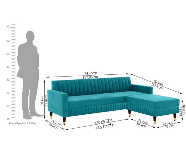 Aqualine Teal Channel-tufted Sofa With Ottoman Aqualine Teal Channel-tufted Sofa With Ottoman