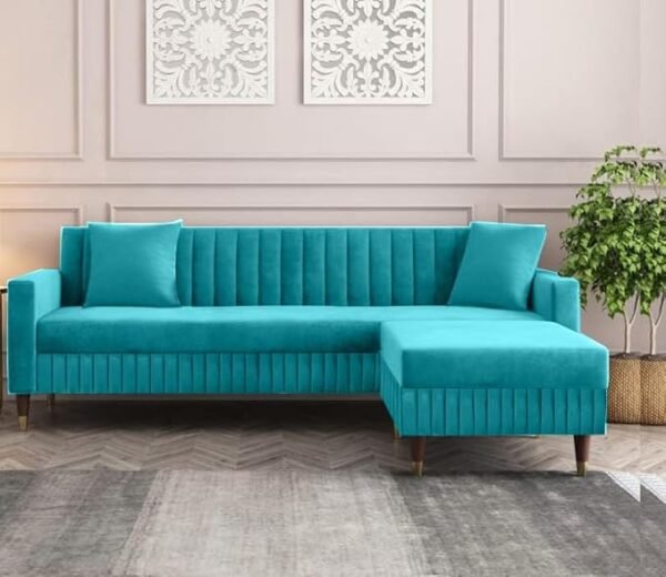 Aqualine Teal Channel-tufted Sofa With Ottoman Aqualine Teal Channel-tufted Sofa With Ottoman