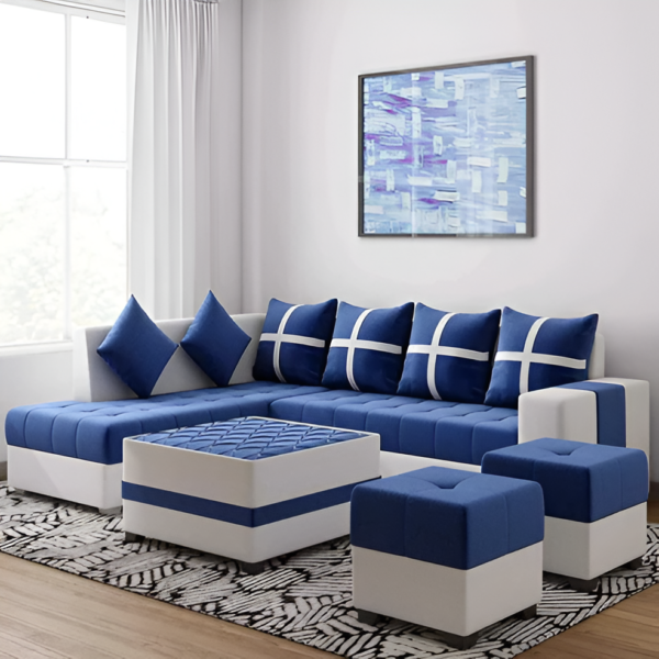 Azure Grid Modular L-shape Sofa