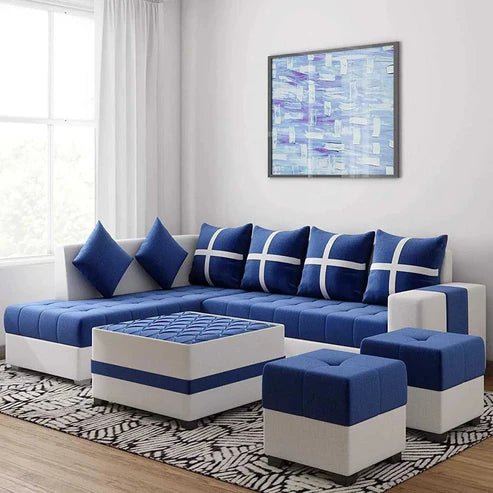 Azure Grid Modular L-shape Sofa