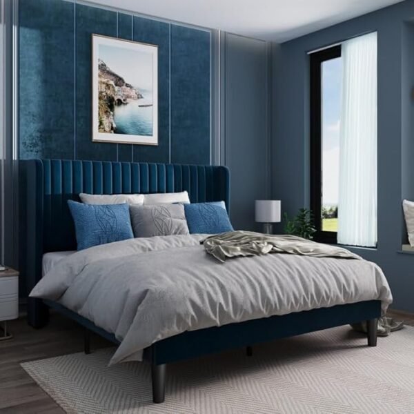 Azaure Royale Vertical Channel Upholstered Bed Azaure Royale Vertical Channel Upholstered Bed