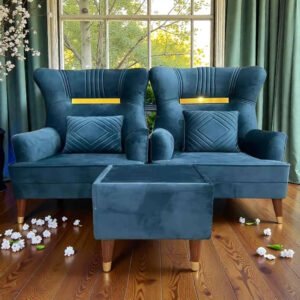 Blue Velvet Wingback Chair With Ottoman Blue Velvet Wingback Chair With Ottoman