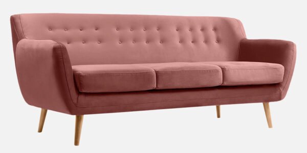 Blush Haven Tufted Fabric 3-seater Sofa