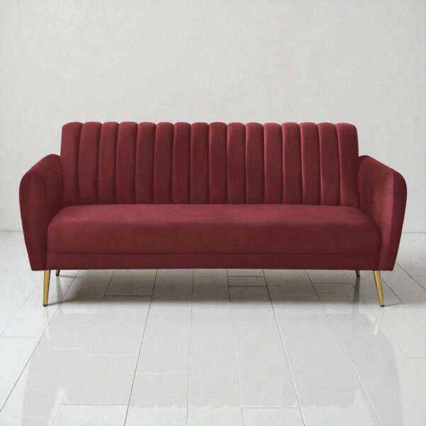 Burgunday Royale Channel-tufted Velvet 3-seater Sofa Burgunday Royale Channel-tufted Velvet 3-seater Sofa