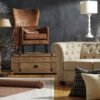 Classic Brown Leather Wing Chair For Living Room And Study