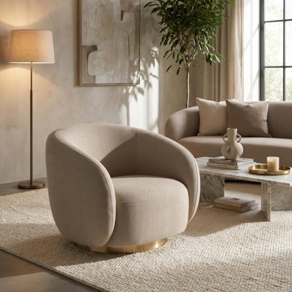 Ivory Orbit Accent Chair