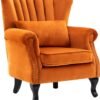 Luxury Oranage Velvet Wing Chair