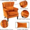 Luxury Oranage Velvet Wing Chair