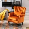 Luxury Oranage Velvet Wing Chair