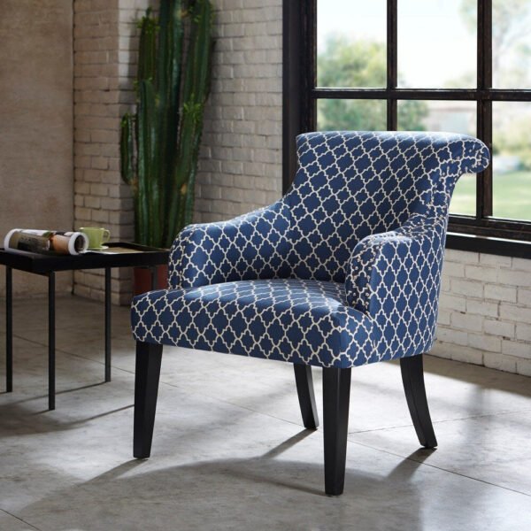 Moroccan Blue Upholstered Lounge Chair