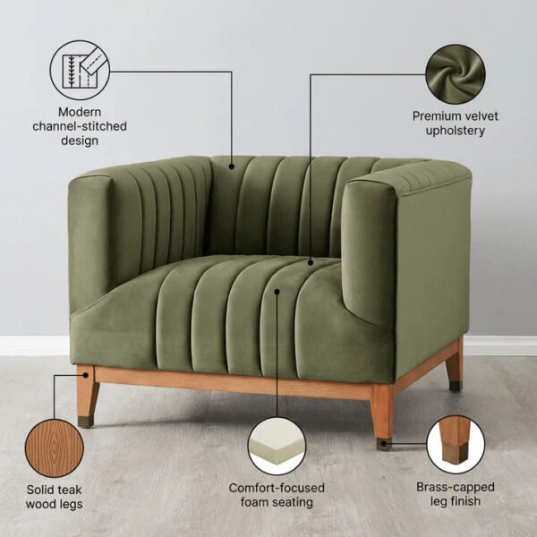 Olive Luxe Channel Tufted Accent Chair Olive Luxe Channel Tufted Accent Chair