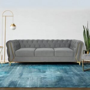 Regal Grey Tufted Upholstered 3-seater Sofa Regal Grey Tufted Upholstered 3-seater Sofa