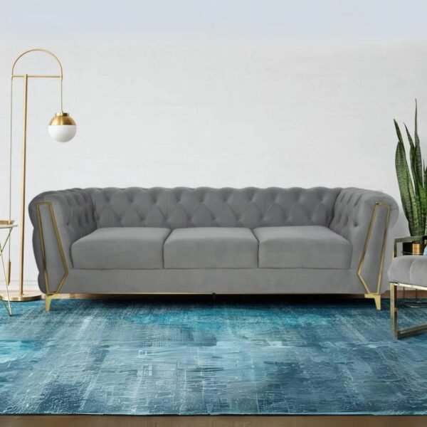 Regal Grey Tufted Upholstered 3-seater Sofa Regal Grey Tufted Upholstered 3-seater Sofa