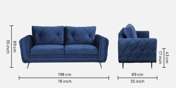 Royal Azure Tufted Velvet 3-seater Sofa