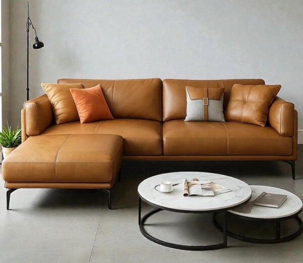 Saddle Luxe Leather L-shape Sofa