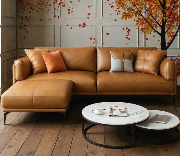 Saddle Luxe Leather L-shape Sofa