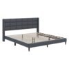 Slate Grid Upholstered Bed