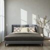 Slate Grid Upholstered Bed
