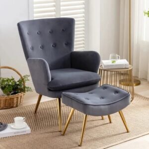 Royale Tufted Lounge Chair With Ottoman
